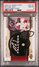 2004 UD SWEET SPOT SIGNATURES GOLD #SS-MV MICHAEL VICK 3/100 PSA 8 AUTO