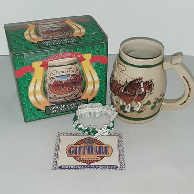Budweiser 1996 St. Patrick's Day Horseshoe Stein w/ Box & Certificate