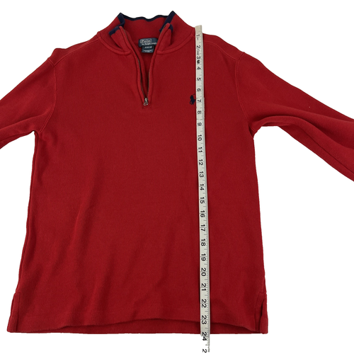 Boys Polo Ralph Lauren 1/4 Zip Pullover Sweater Sz M (10-12) Red Blue Pony - Picture 4 of 5