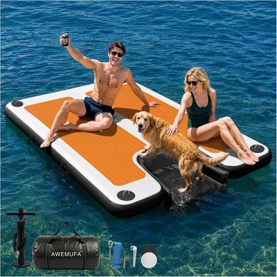 Inflatable Floating Dock with Ramp 5Ft/6Ft/8Ft/10Ft Inflatable Dock Floating Pla