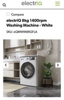 electriQ 8kg 1400rpm Freestanding Washing Machine - White
