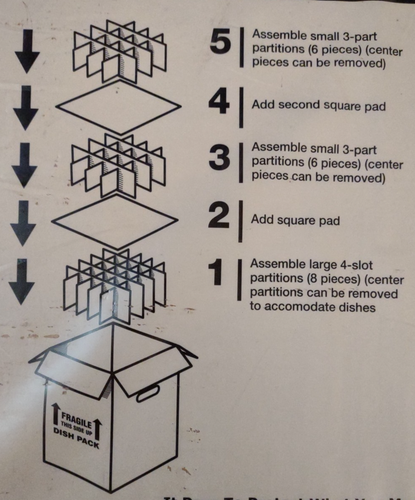 Packrite Dish/Glass Partition Packing Kit Corrugated Dividers Kitchen Moving NEW - Picture 7 of 8