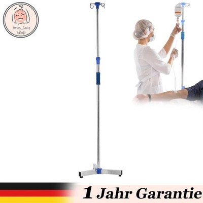 Infusionsständer 4 Haken 3 Räder tragbar höhenverstellbar Edelstahl