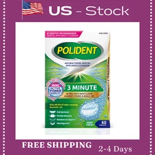 Polident 3 Minute Antibacterial Dental Appliance Cleanser Tablets, 60 Count