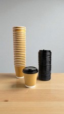 Coffee Cups with Lids – 8oz & 12oz-Pack of 24 Disposable Hot Beverage Cups-Party