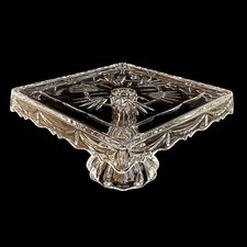 Square Cut Glass Pedestal Cake Stand 10" Shannon Godinger Freedom Collection