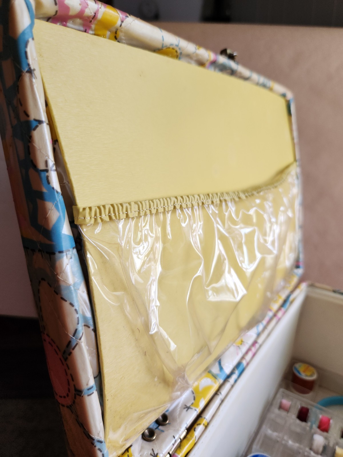 Vintage Quilted Floral Sewing Box  w/ Supplies 