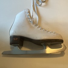 Riedell Figure Ice Skates White Leather Lace-Up Size 5 112W 23023