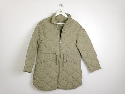 M&S Women's Coat Size 10 Green Quilted Zip Up Shower Resistant Jacket New F2