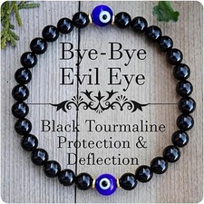 Black Tourmaline  Evil Eye Bracelet   Protection  Manifestation Jewelry for Me