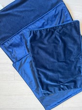 cushion cover set of 4 zip closure velvet texture navy blue 20" x 20" 20"14"