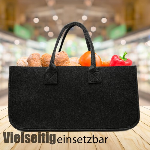 2x Filztasche groß in Anthrazit für Kaminholz oder als Shopper verwendbar - Bild 6 von 6