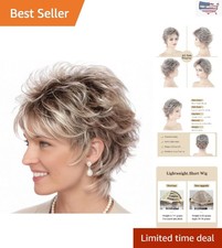 Natural-Looking Heat Resistant Blonde Pixie Wig with Bangs - Perfect for Parties