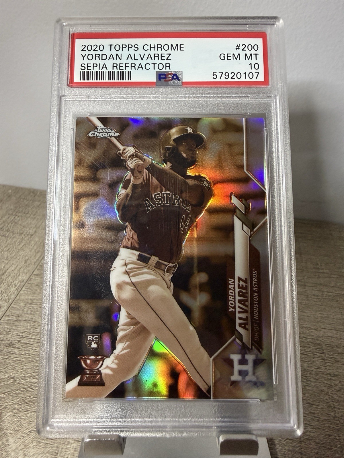 2020 Topps Chrome Yordan Alvarez Sepia Refractor #200 Rookie RC PSA 10 GEM MINT