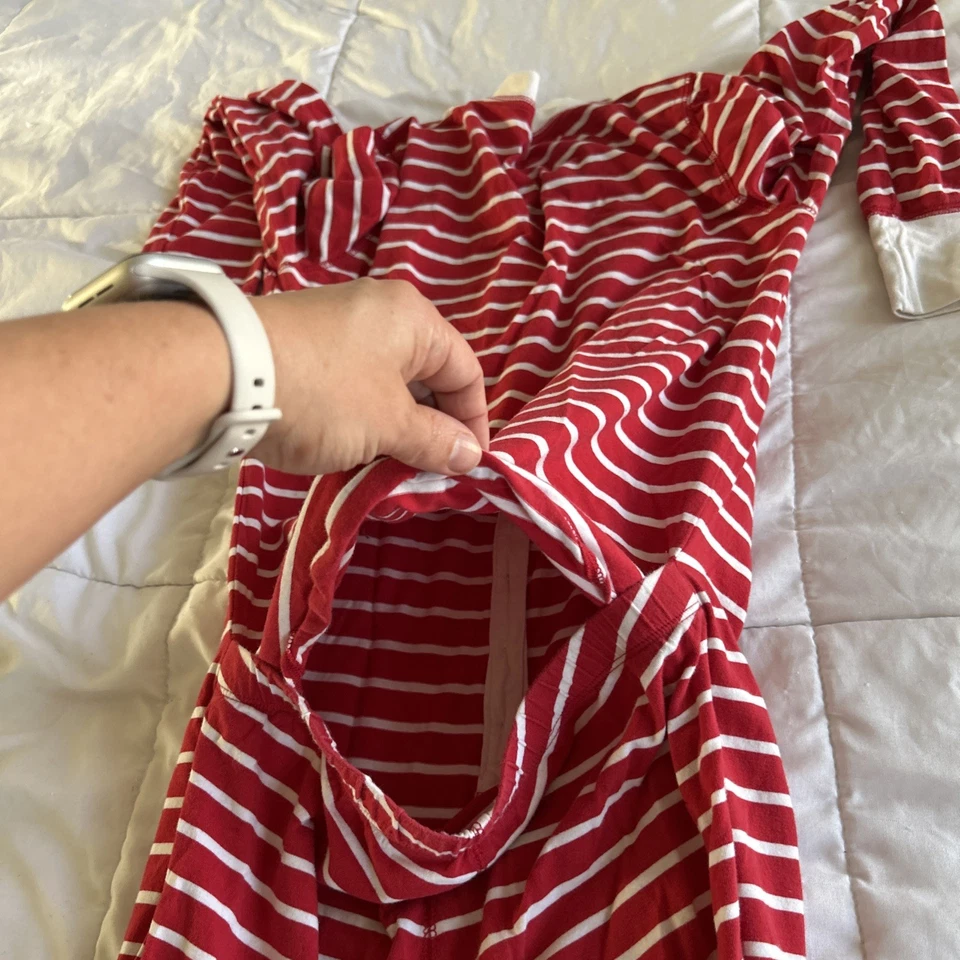 Pijama largo John J Crew para mujer S rojo blanco a rayas mameluco de salón de una pieza Foto 4 de 4