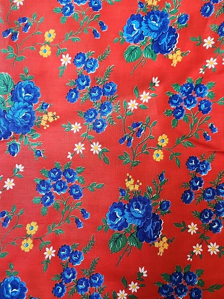 VTG Ditsy Floral CALICO Red Floral Cottagecore "Like" Cranston 1.6Y 70s 80s - Image 3 of 4