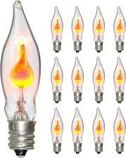 Halloween Flicker Flame Light Bulbs, Clear Flame Tip Candelabra Bulbs, Christmas
