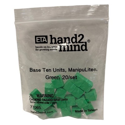 ETA hand2mind ManipuLite Base Ten Units Green 20/set Math Manipulatives