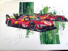 FERRARI 499P WEC CHAMPIONSHIP, 6 DRIVER SIGNED GICLEE PRINT,DAVID JOHNSON,24 X34