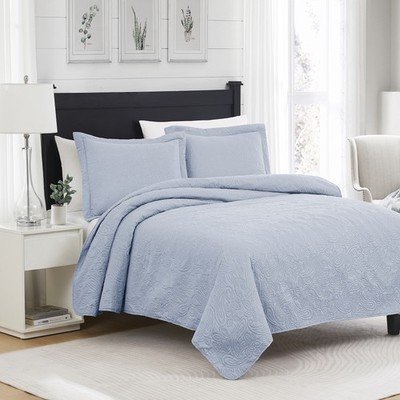 Milla 3pc Pinsonic All Season Quilt Set for Revitalize Bedroom Queen Blue