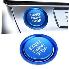 Car Push Start Button Cover, Start Stop Button Cover, Aluminum Auto Key Blue