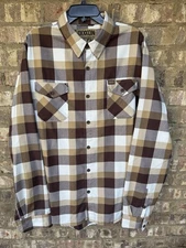 DIXXON “The Rambler” Brown Cream White Plaid L/S Flannel Men’s Size XLT Tall