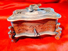 Biedermeier Hochzeitsschatulle Schloss Schlüssel Schatulle Truhe Holz Antik (H36