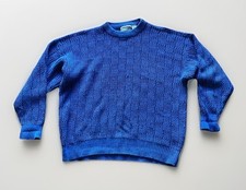 Vintage 1980  s Weekends Pullover Sweater - Size L Blue Chunky Knit Grandpa