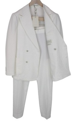 SUITSUPPLY Havana Herren Anzug UK38R zweireihig weiß 2-teilig Slim Cotton Stretch *