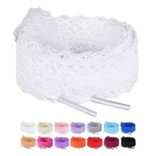 2 Pairs Flat Laces Shoelaces, 3CM Wide Fancy Ribbon Shoe Laces for Women, Whi...