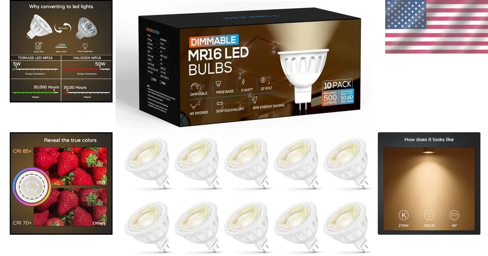 Listed MR16 LED Bulbs, 2700K Soft White, 10-Pack - Image 2 of 4
