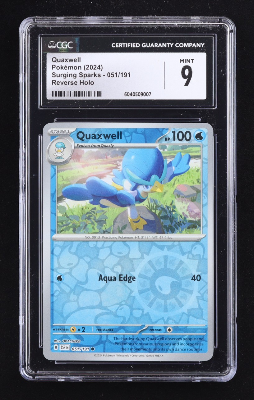 Quaxwell 2024 Pokemon Surging Sparks #51 Reverse Holo (CGC 9)