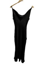 Women's S Black Solid Long Pencil Dress Sleeveless Strappy Sleeve Regular