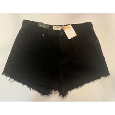 Umgee Black Denim Shorts Size 5 Raw Frayed Edge NWT