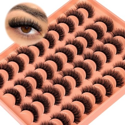 20 Paar Fluffy Falsche Wimpern Cat Eye Lashes Strips Natural Look Wispy D... 