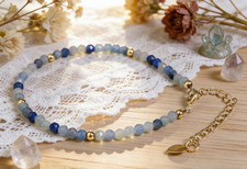 Blue Aventurine 3mm Beads Minimalist Bracelet Tiny Blue Gemstone Healing Crystal