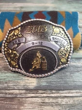 Vtg Montana Silversmith Barrel Racing Belt Buckle Excellent