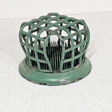 Cast Iron Flower Frog Green Vintage Cage Spikes Floral Arranging Rustic