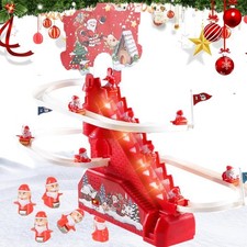 Christmas Roller Santa Electric Slide Climbing Toys with LED Light and Music
