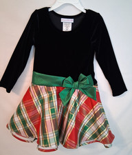 BONNIE JEAN Girls SZ 4T Hipster Red/Green/Gold Plaid Shimmer Party Dress Was 55
