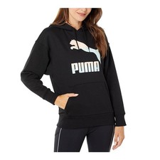 NEW Puma Classics Logo Hoodie Black Iridescent Women s XL 531861-71
