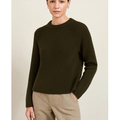 Jenni Kayne XXL Iconic 100% CASHMERE Fisherman Sweater $425 Olive Green NWT