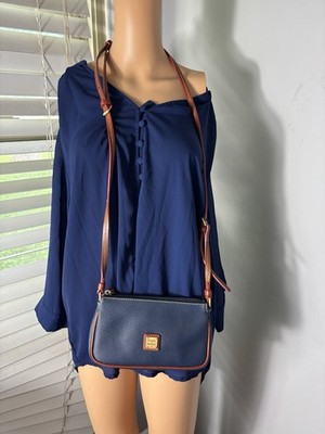 Dooney & Bourke Coated Canvas Leather Eva Lexi Crossbody Bag Brown/Blue