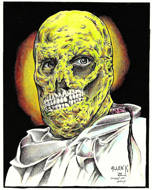 The Abominable Dr. Phibes, a full page hand colored Allen K art print SIGNED