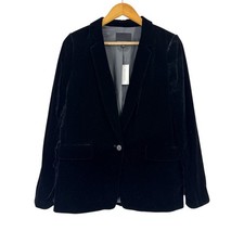 NWT Banana Republic Black Velvet Soft Blazer 1-Button Work Evening Jacket Sz 8