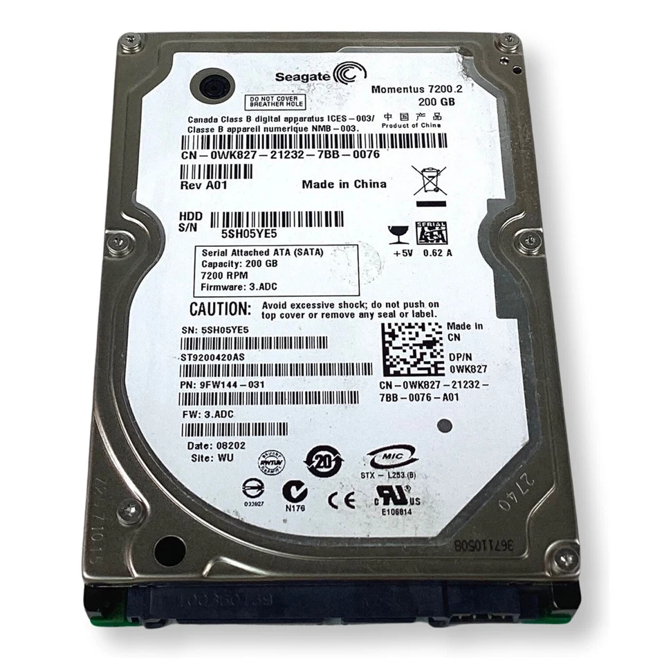 Dell ST9200420AS 200GB 7200RPM SATA 3Gb/s 16MB Cache 2.5-Inch Hard Drive WK827 - Image 4 of 4