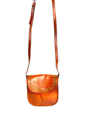 Most Wanted USA Brown Leather Small Crossbody Bag Purse Tooled Leaves Made USA