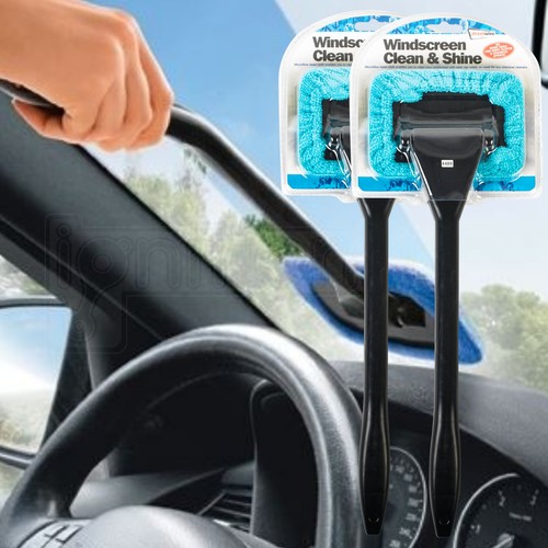 2 x Microfiber Long Reach Windscreen Glass Clean & Shine Cloth Demister