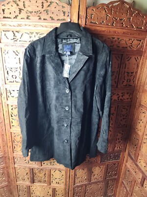 VENEZIA WOMEN'S Black Leather Coat Jacket PLUS SIZE 22/24W Vintage NEW WITH TAGS