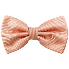New men's pre-tied bowtie horizontal stripes polyester formal wedding prom peach